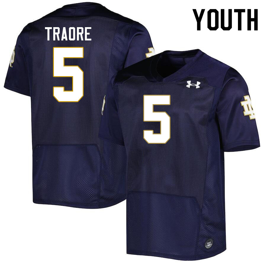 Youth #5 Boubacar Traore Notre Dame Fighting Irish College Football Jerseys Stitched-Navy